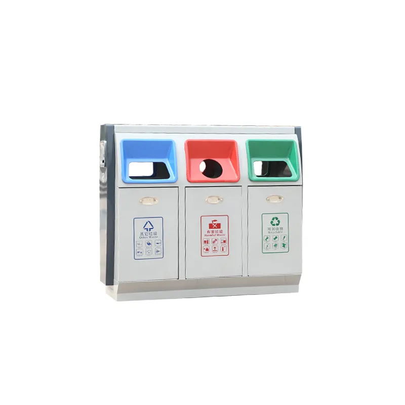 outdoor 2 or 3 compartment rubbish waste recycling bin